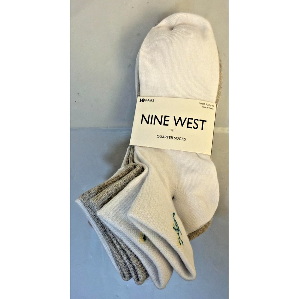 10 Pack Pairs Nine West Quarter Socks Women's Size 5-10 Pairs Black (LNW2463-10) - Picture 2 of 4